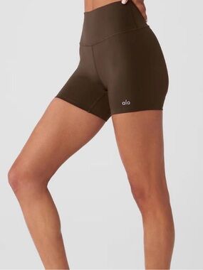 ALO Yoga High-Waist Bike Shorts — Dark Brown